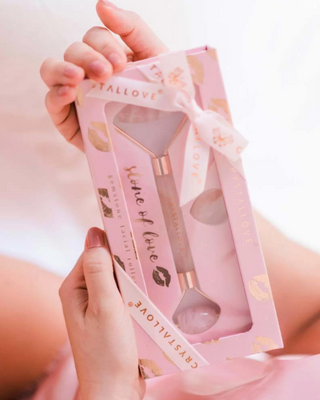 Ruusukvartsi rakkaus kivi kasvojen hierontalaite Selflove asettaa Crystallove - 2