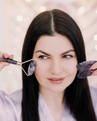 Ametisti kasvohierontalaite harmonian, tyyneyden ja rauhallisuuden kivi Crystallove-rulla - 2