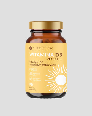 Luonnollinen D3-vitamiini levistä luonnollisella prebiootilla ja kurkumalla Nutri Clinic 90 kapselia - 1