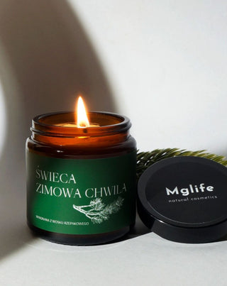Vegaaninen rypsiöljykynttilä Talvinen hetki männyn, setrin ja meripihkan tuoksulla 120 ml MgLife - 2