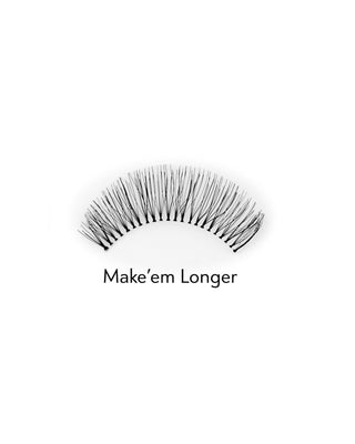 Keinotekoiset 2d ripset useisiin sovelluksiin luonnollisen vaikutuksen aikaansaamiseksi Make'em Longer Bamm!Lashes -ripset. - 2