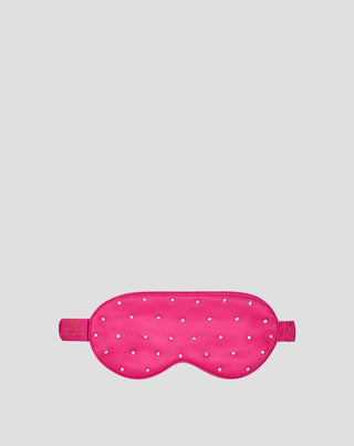 Silkkinen unisilmämaski, koristeltu kristalleilla – hot pink Crystallove_3 - 3