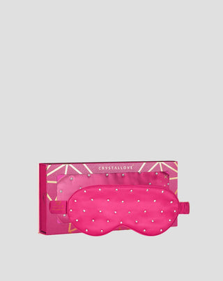 Silkkinen unisilmäsuoja, koristeltu kristalleilla – hot pink Crystallove - 1