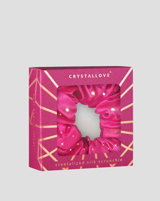 Silkkinen hiuslenkki kristalleilla – hot pink Crystallove_4 - 4