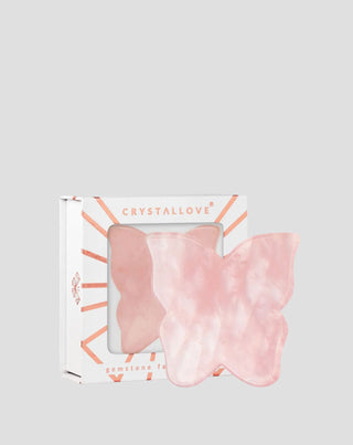 Kasvohierontaan tarkoitettu gua sha -laatta ruusukvartsista Crystallove - 1