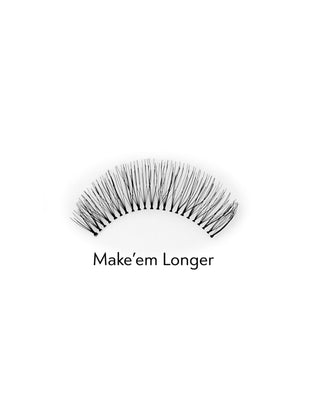 Keinotekoiset 2d ripset useisiin sovelluksiin luonnollisen vaikutuksen aikaansaamiseksi Make'em Longer Bamm!Lashes -ripset. - 2