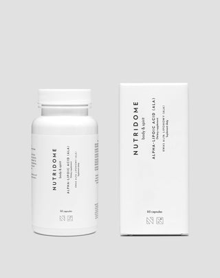 Alfa-lipoiinihappo ALA glukoosiaineenvaihduntaa tukeva Nutridome ravintolisä 60 kpl. - 2