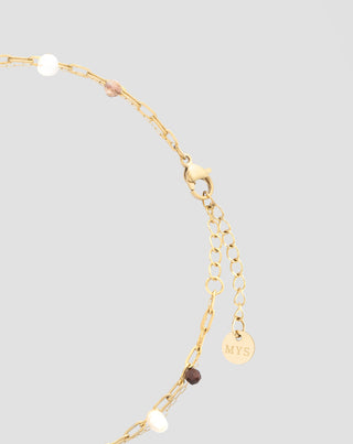 Ruostumattomasta teräksestä kullattu nilkkakoru akaatti, maifan, jaspis ja aventuriini Mys_2 - 3