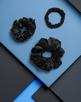 Musta 100 % luonnon silkki Twisty hiuslenkkejä 3 kpl. - 3