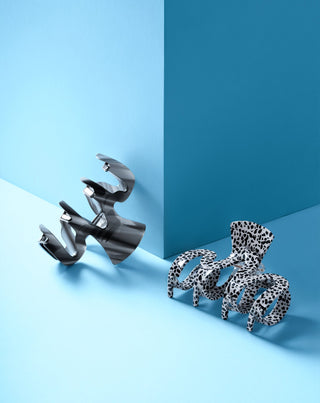 Setti suuria hiusklipsejä - marmoroitu ja musta Twisty 2 kpl - 4