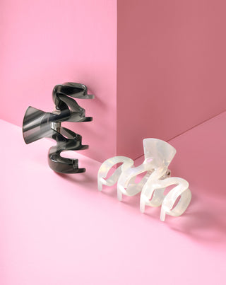 Setti suuria hiusklipsejä - helmi ja musta Twisty 2 kpl - 4