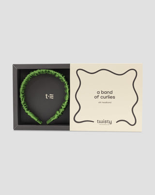 Silkki hiuspanta 100% luonnon silkkiä vihreä Twisty - 3