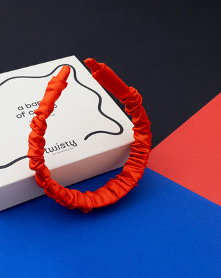 Silkki hiuspanta 100% luonnon silkkiä punainen Twisty - 2