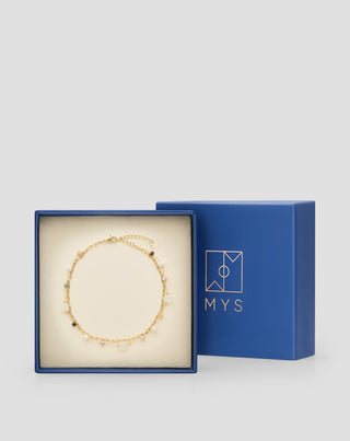 Ruostumaton teräs kullattu nilkkakoru akaatti, maifan, jaspis ja aventuriini Mys - 4