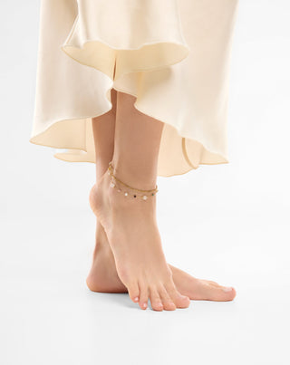 Ruostumaton teräs kullattu nilkkakoru akaatti, maifan, jaspis ja aventuriini Mys_1 - 2