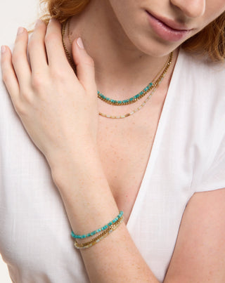 Kullatusta ruostumattomasta teräksestä rannekorun Afrikkalainen turkoosi ja amazonite Mys_1 kanssa - 2