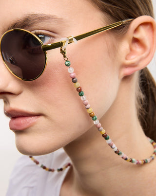 Kullatut silmälasiketjut akaattia, maifaania, jaspista ja aventuriinia Mys_1 - 2