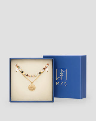 Kullatut kaulakoru luonnonkivillä akaatti, maifaani, jaspis, jade ja aventuriini Mys_4 - 5