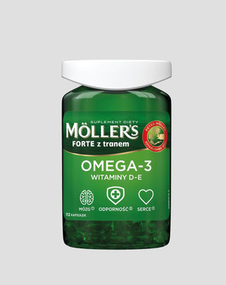 Omega-3-happoja ja D-vitamiinia sisältävä ravintolisä - E Forte Moller's 112 kapselia - 1