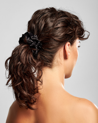 Musta 100 % luonnon silkki Twisty hiuslenkkejä 3 kpl. - 2