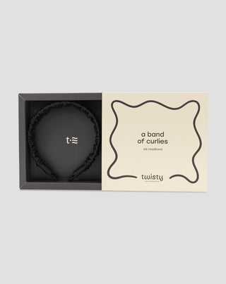 Silkki hiuspanta 100% luonnon silkkiä musta Twisty - 3
