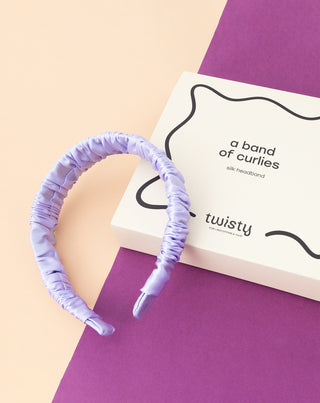 Silkki hiuspanta 100% luonnon silkkiä lila Twisty Twisty