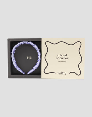 Silkki hiuspanta 100% luonnon silkkiä lila Twisty Twisty