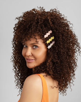 Setti aaltoilevia hiusklipsejä - helmi, vihreä, vaaleanpunainen Twisty 3 kpl. - 3