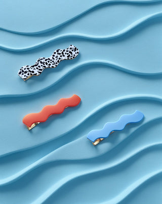 Aaltoilevien hiusklipsien sarja - marmoroitu, sininen, punainen Twisty 3 kpl. - 3