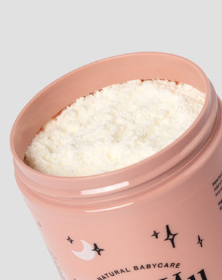 Lili&Mu vuohenmaitokylpyjauhe äideille, jossa on jojobaöljyä ja pantenolia. - 2