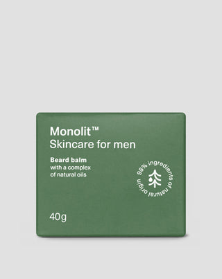 Ravitseva ja kosteuttava partabalsami, jossa on Monolith-luonnonöljykompleksi.