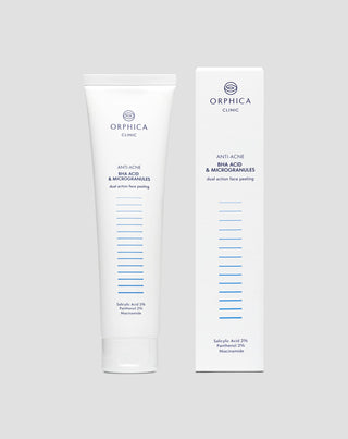 Kuorinta kasvoille akneiholle, sisältää niasiiniamidia, panthenolia, BHA:ta ja mikrorakeita Anti-Acne Orphica